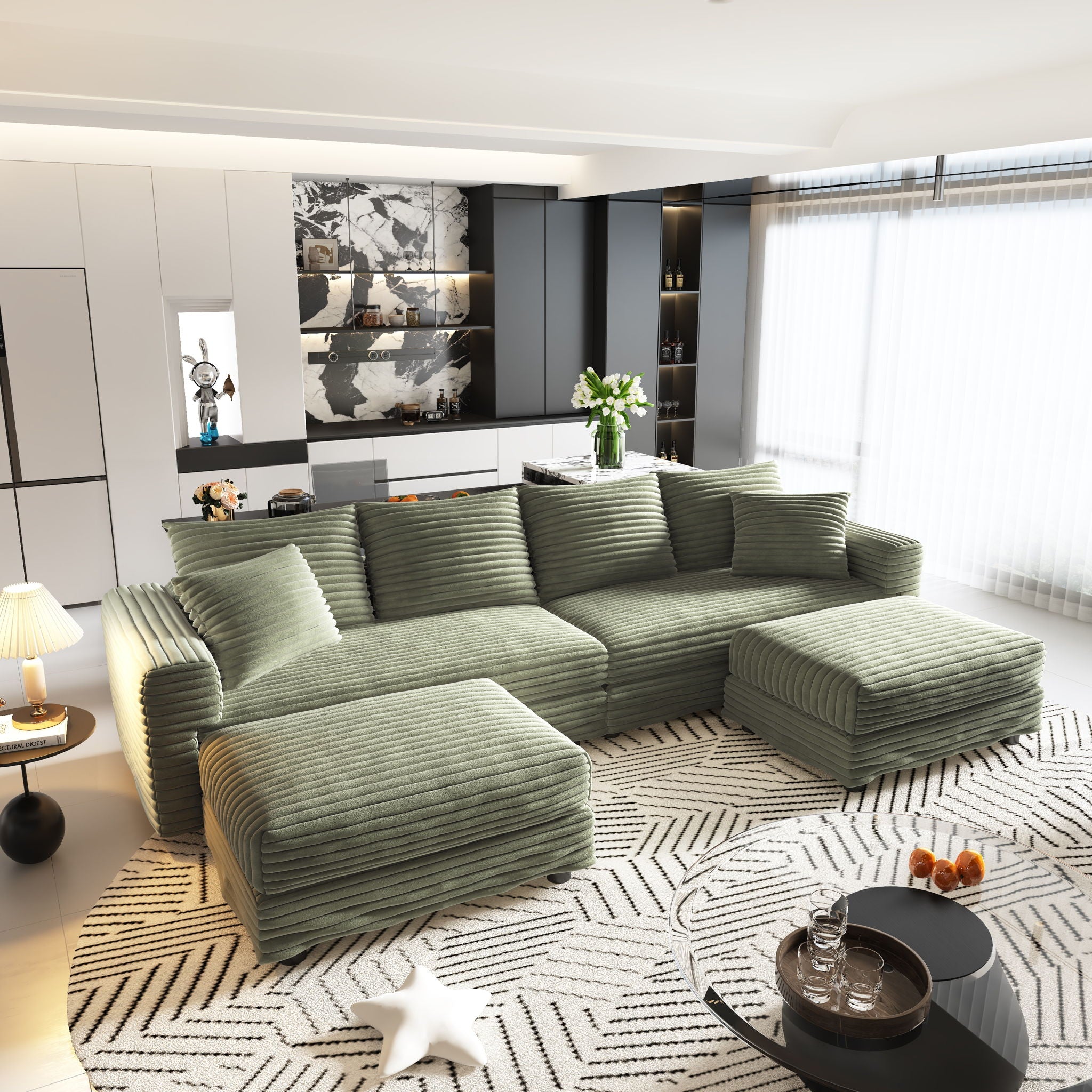 Modern Comfy Upholstered Sofa Cloud Couch &amp; Deep Seat Couches
