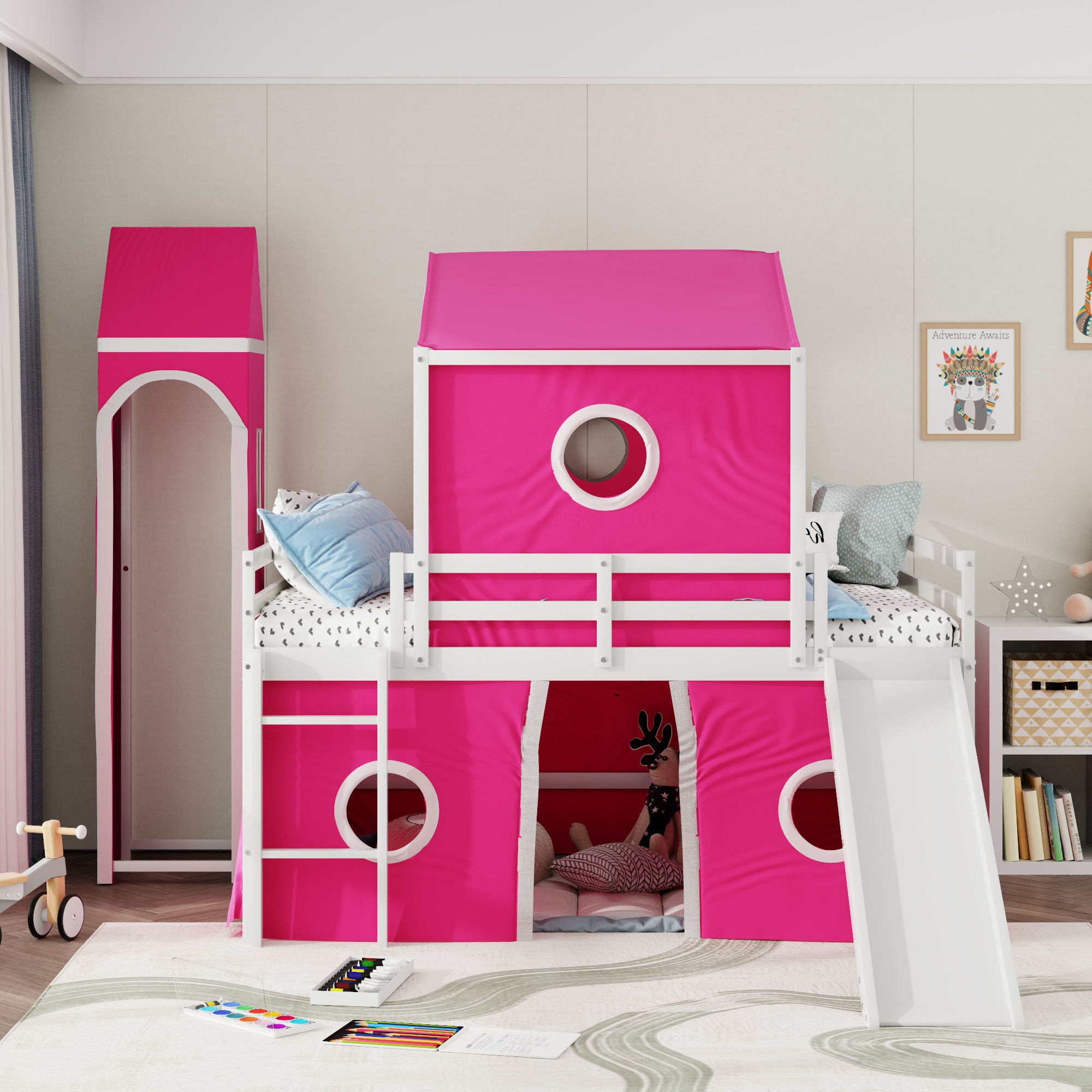 Loft Bed &amp; Slide Tent And Tower