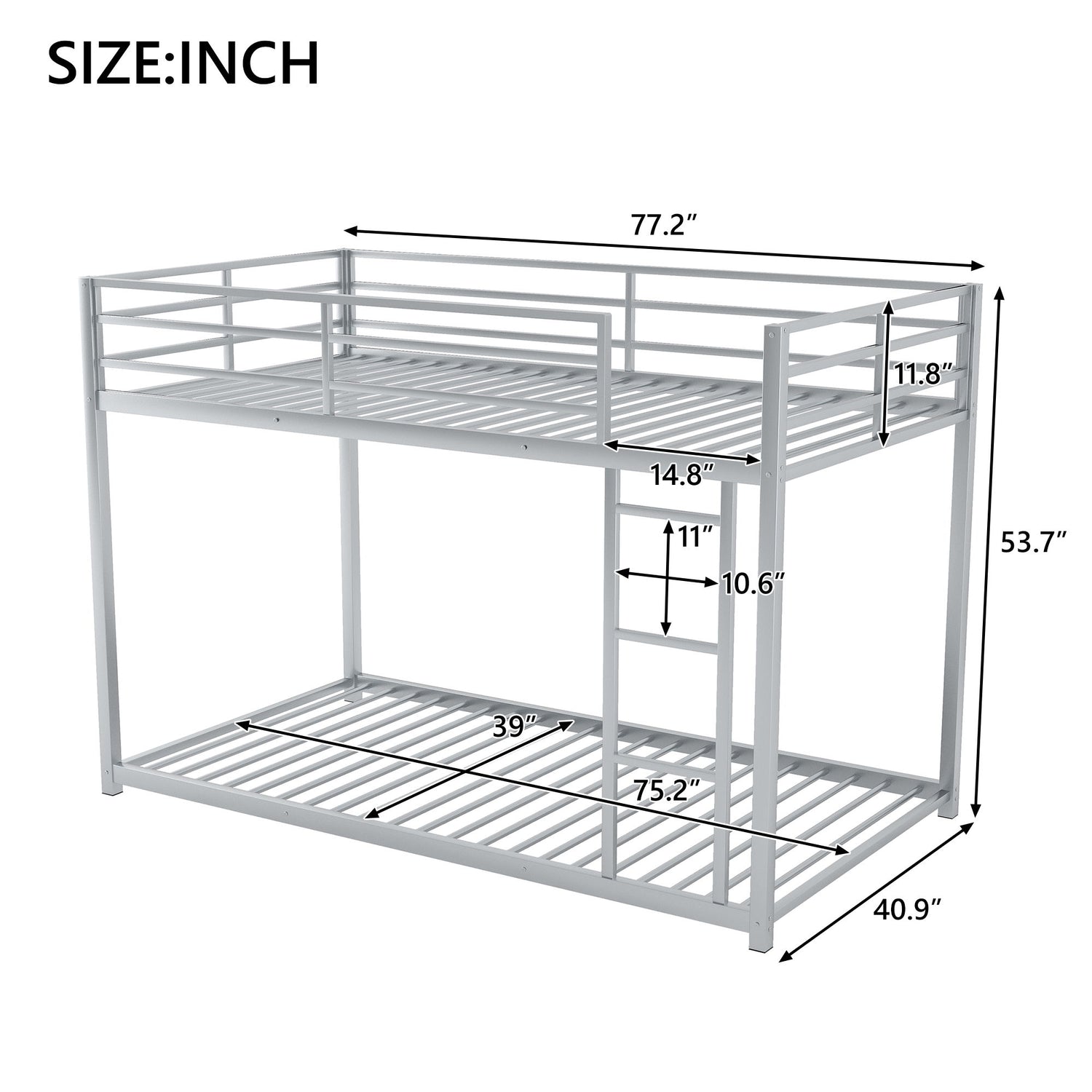 Metal Bunk Bed, Low Bunk Bed With Ladder