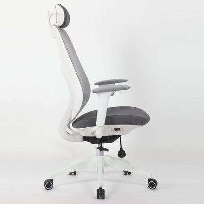 Office High Back Swivel Desk Chair With Height Adjustable Backrest, 3 Tilt Lock &amp; Rotatable Headrest - Milk White