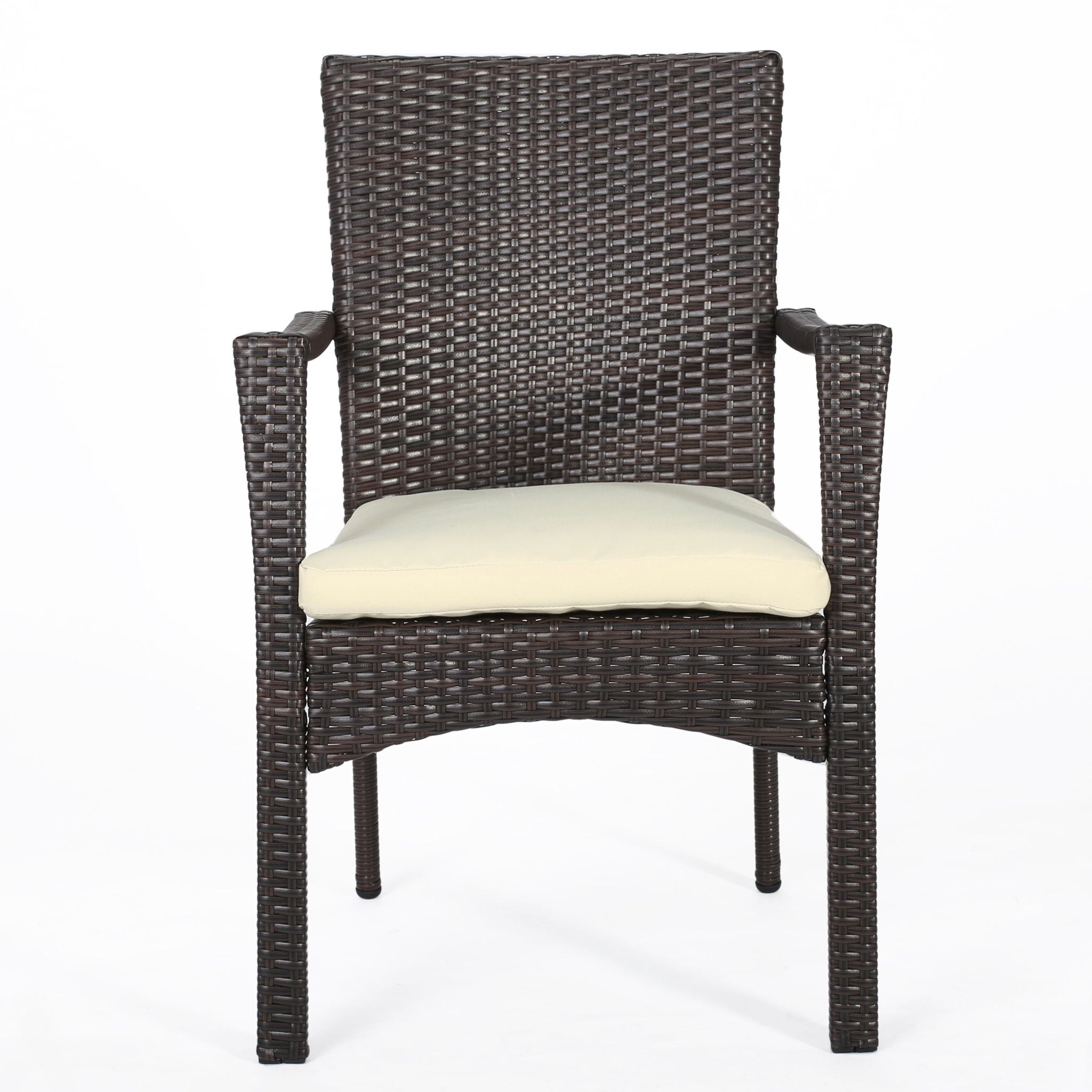 3 Piece Bistro Set With Water Resistant Cushions And 2 Chairs - Brown Multi