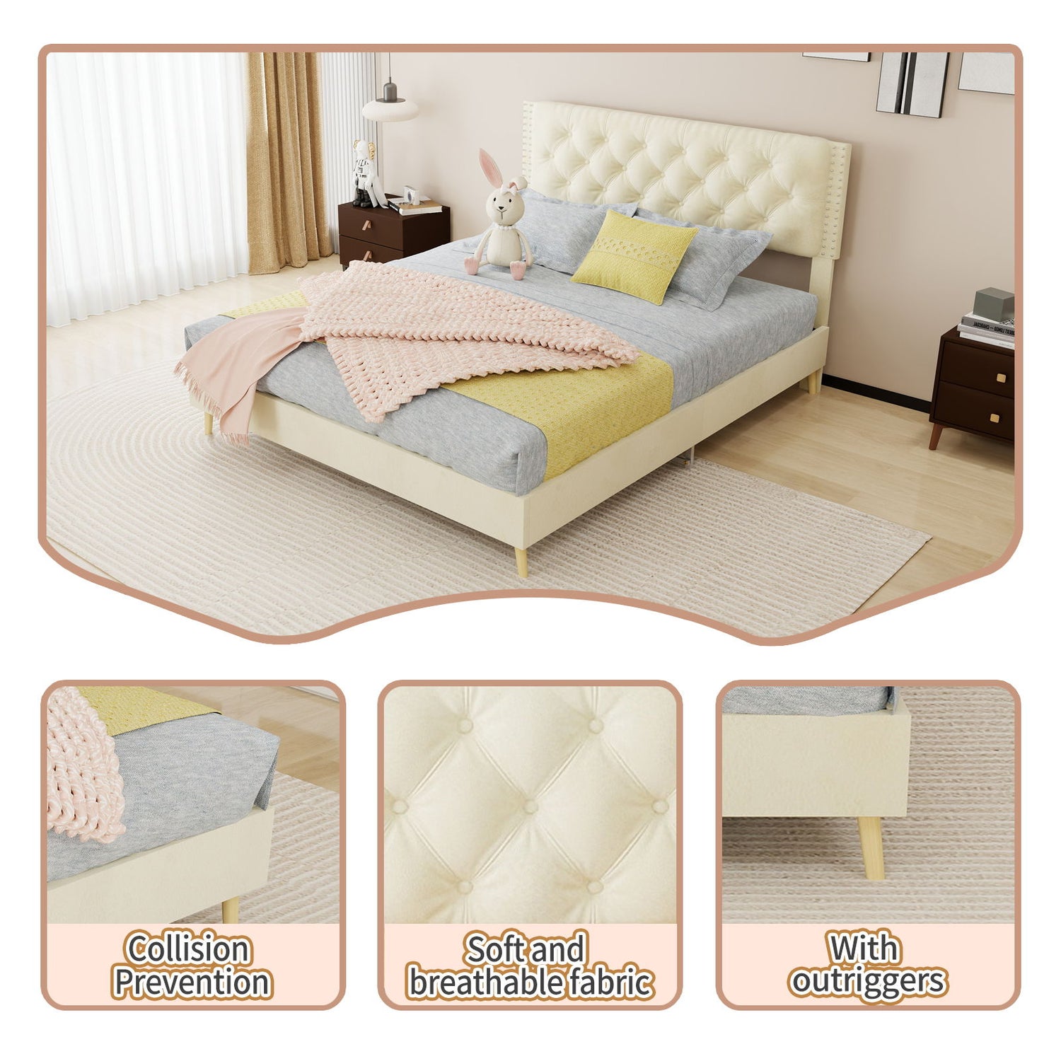Upholstered Bed With Tufted Headboard