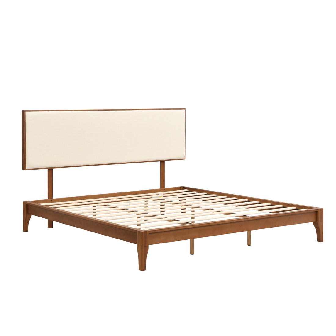 King Size Solid Dry Bamboo Wood 12&quot; Platform Bed With Adjustable Bamboo Headboard - Brown