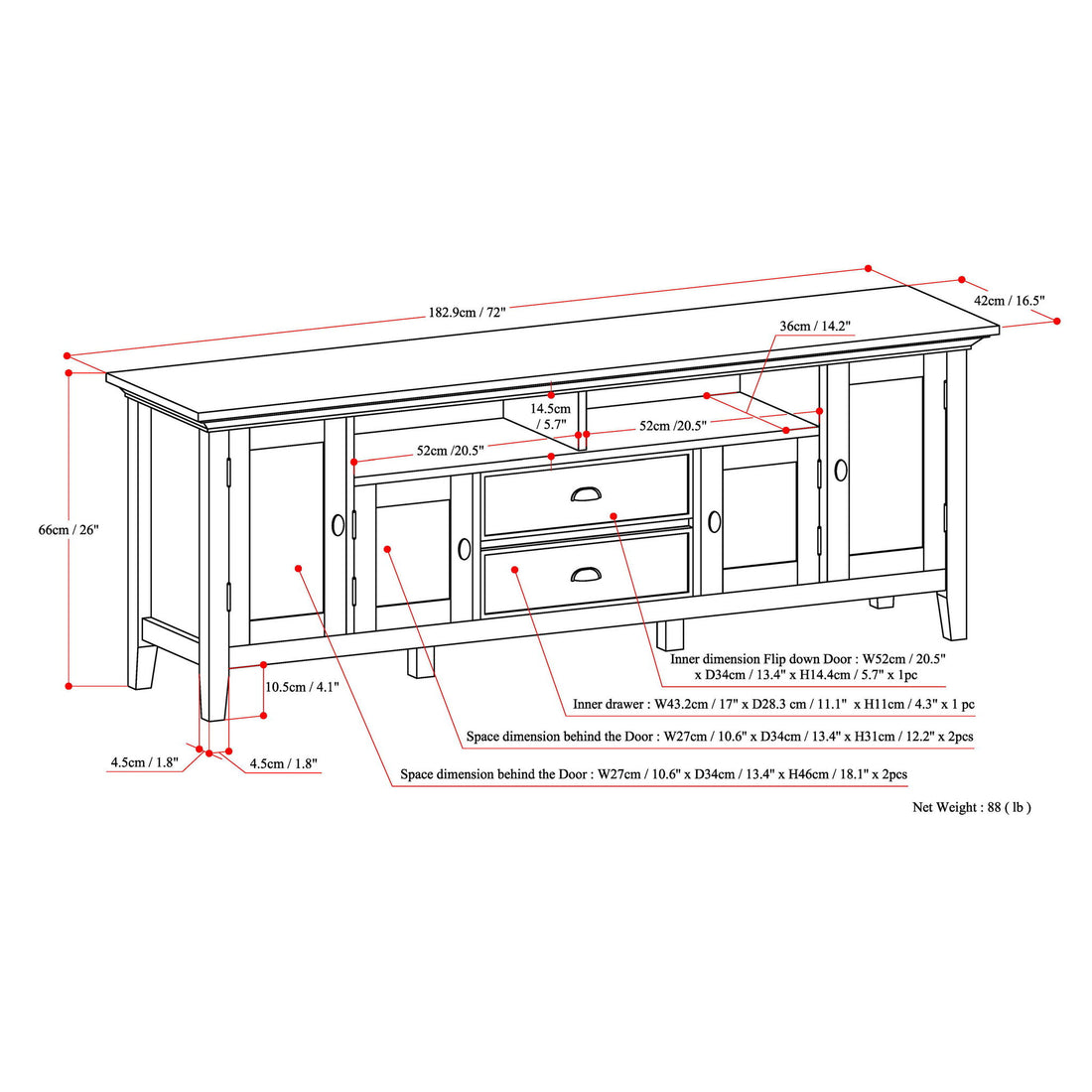 Redmond - TV Media Stand - Distressed Gray