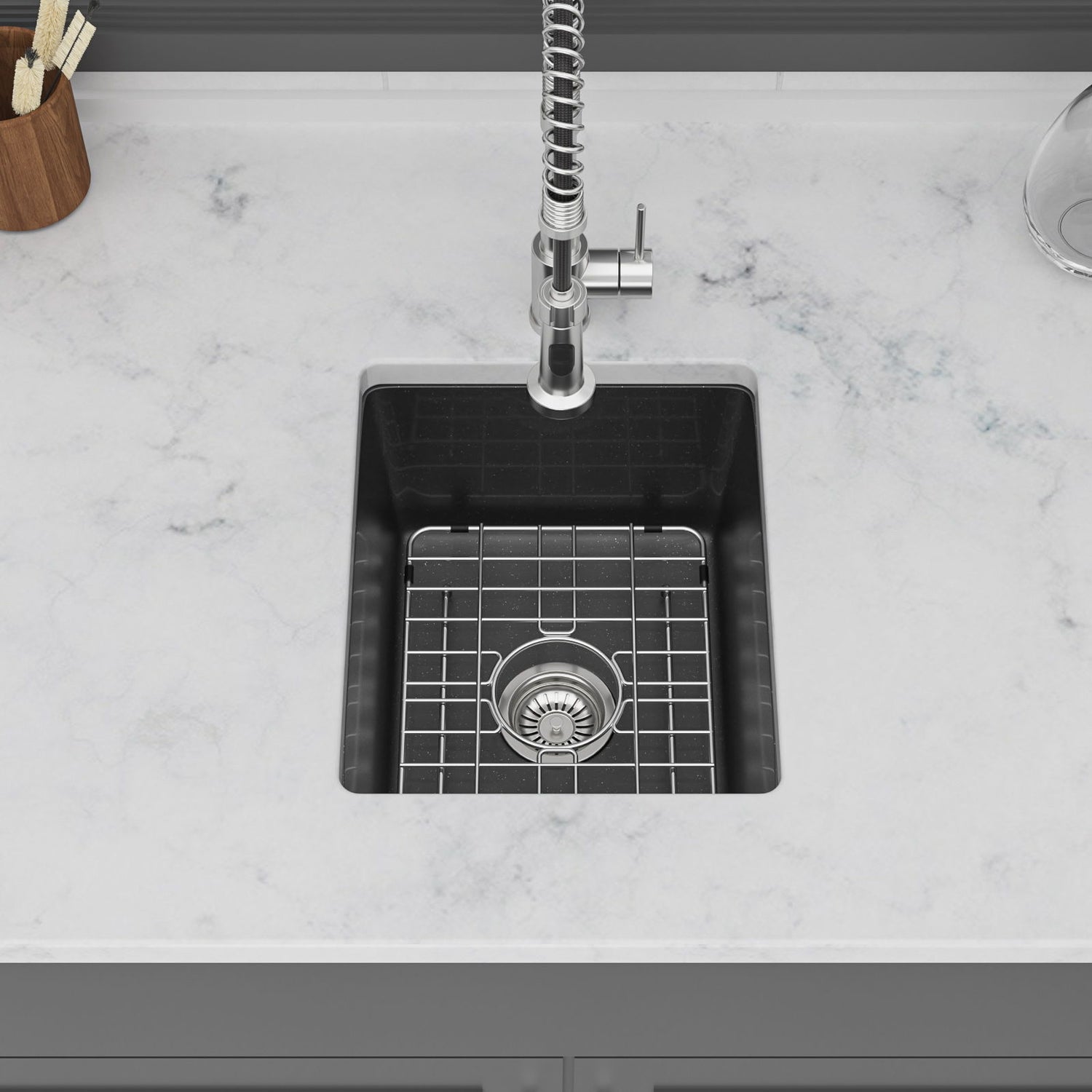 Quartz Composite Undermount Single Bowl Kitchen Sink