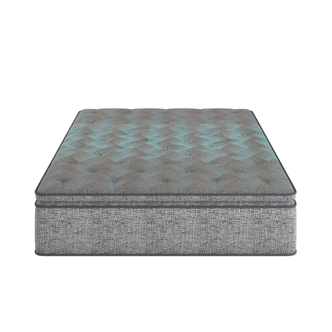 Comfort Care - 12&quot; Twin Hybrid Euro Top Mattress, Plush Comfort With Individual Pocketed Coil - Gray / Blue