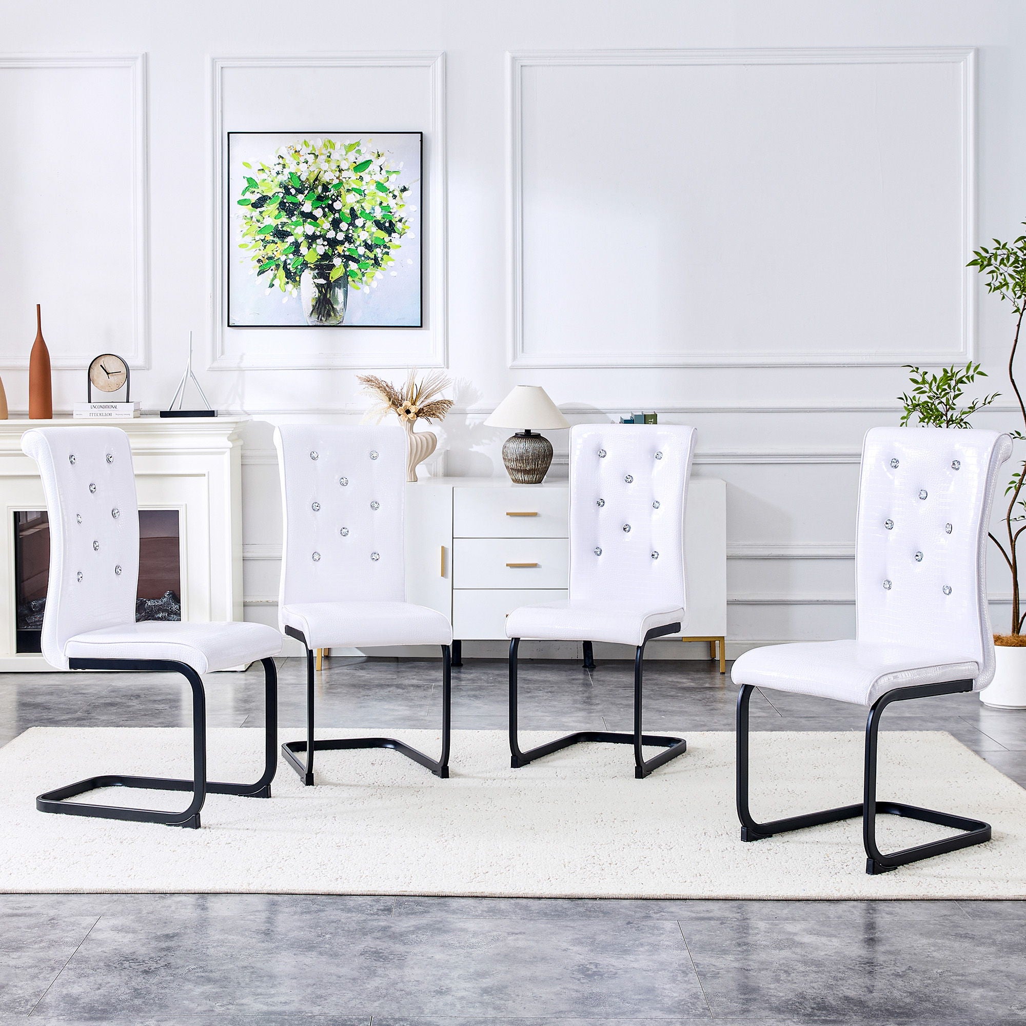 Alligator Skin Upholstered Dining Chairs