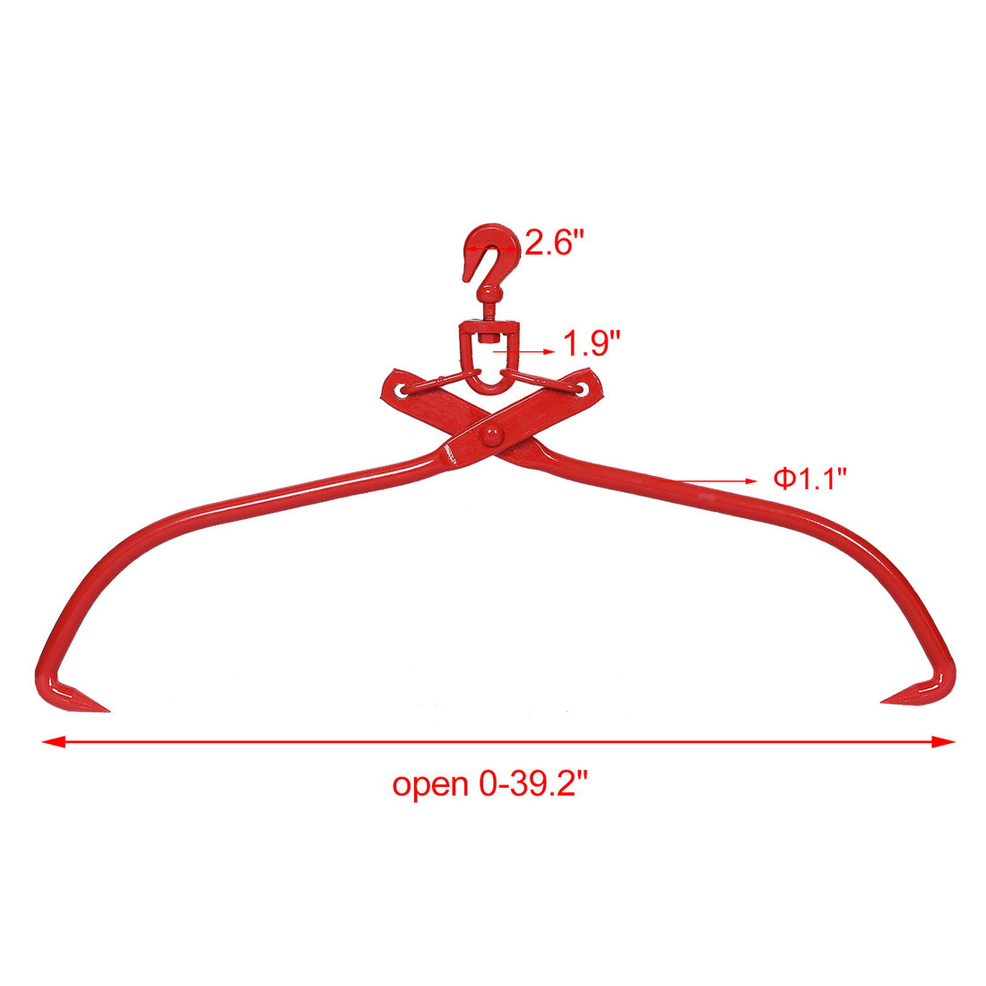 Heavy Duty Log Lifting Tongs Grapple Timber Claw - Red
