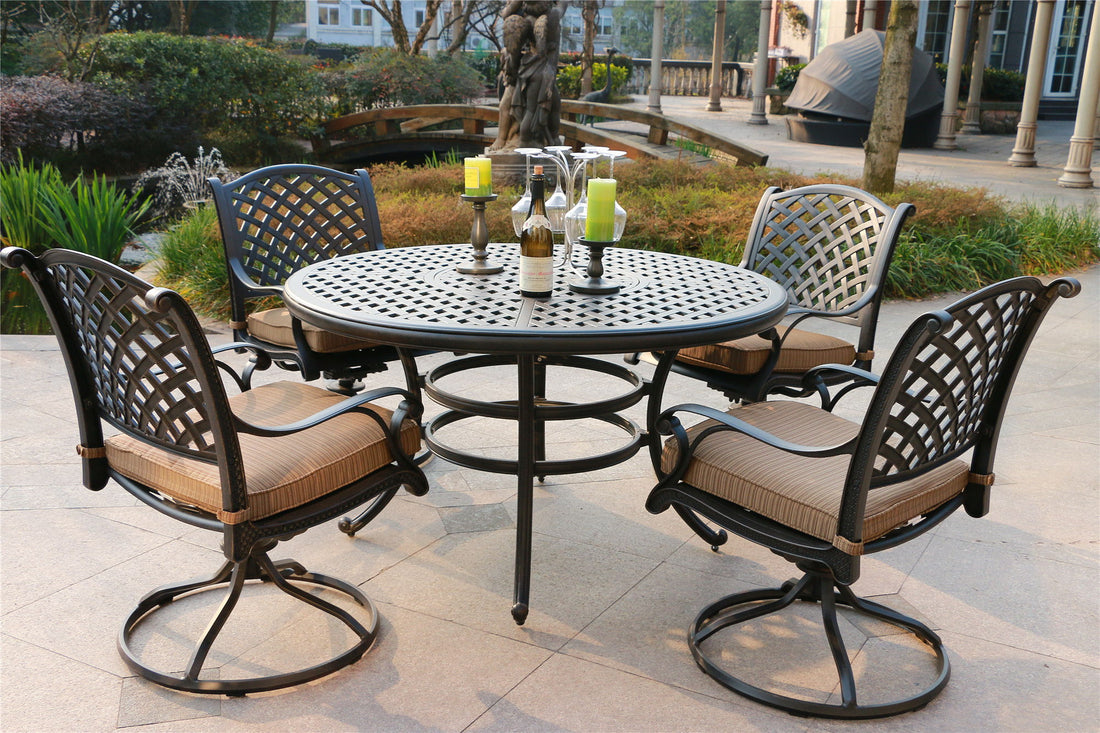 Round 4 Person 51.97&quot; Long Dining Set With Cushions