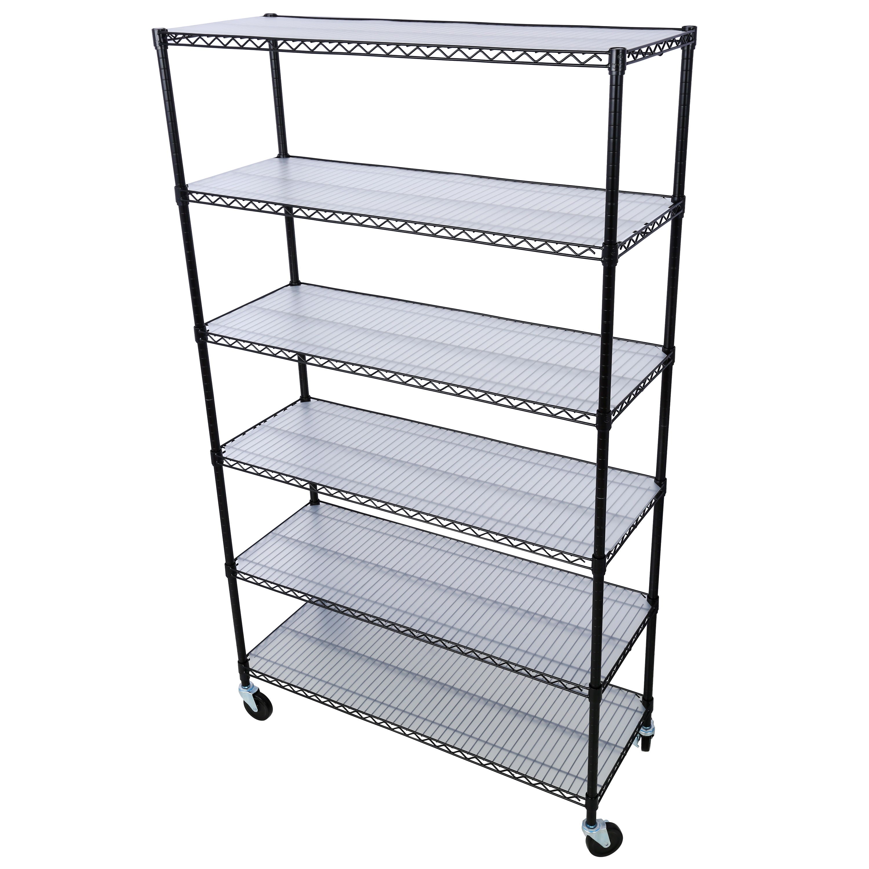 6 Tier 6000Lbs Capacity Nsf Metal Shelf Wire Shelving Unit, Heavy Duty Adjustable Storage Rack With Wheels &amp; Shelf Liners For Commercial Grade Utility Steel Storage Rack