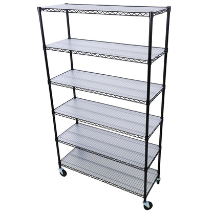 6 Tier 6000Lbs Capacity Nsf Metal Shelf Wire Shelving Unit, Heavy Duty Adjustable Storage Rack With Wheels &amp; Shelf Liners For Commercial Grade Utility Steel Storage Rack
