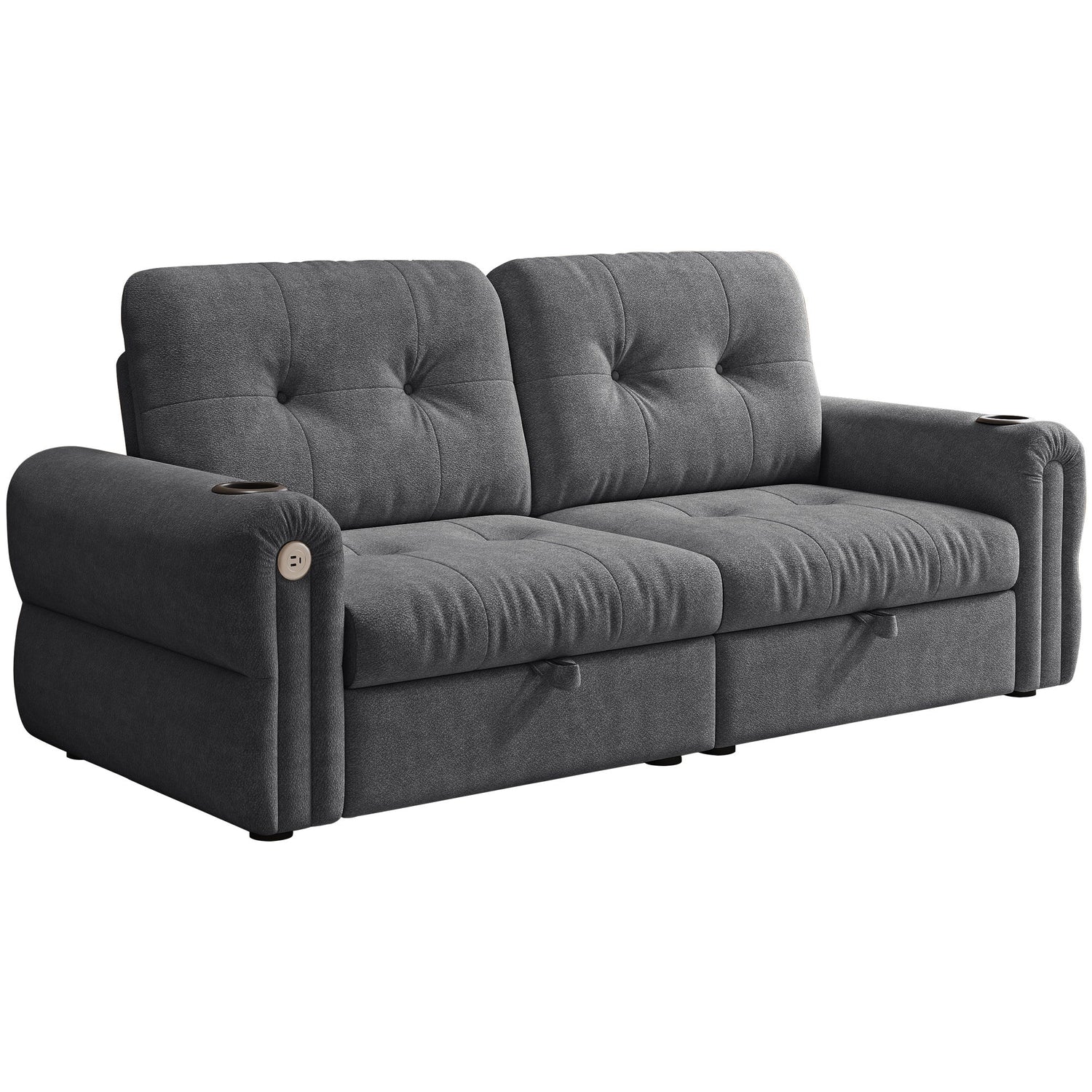 2 In 1 Convertible Sofa Bed For Living Room - Dark Gray - Fabric