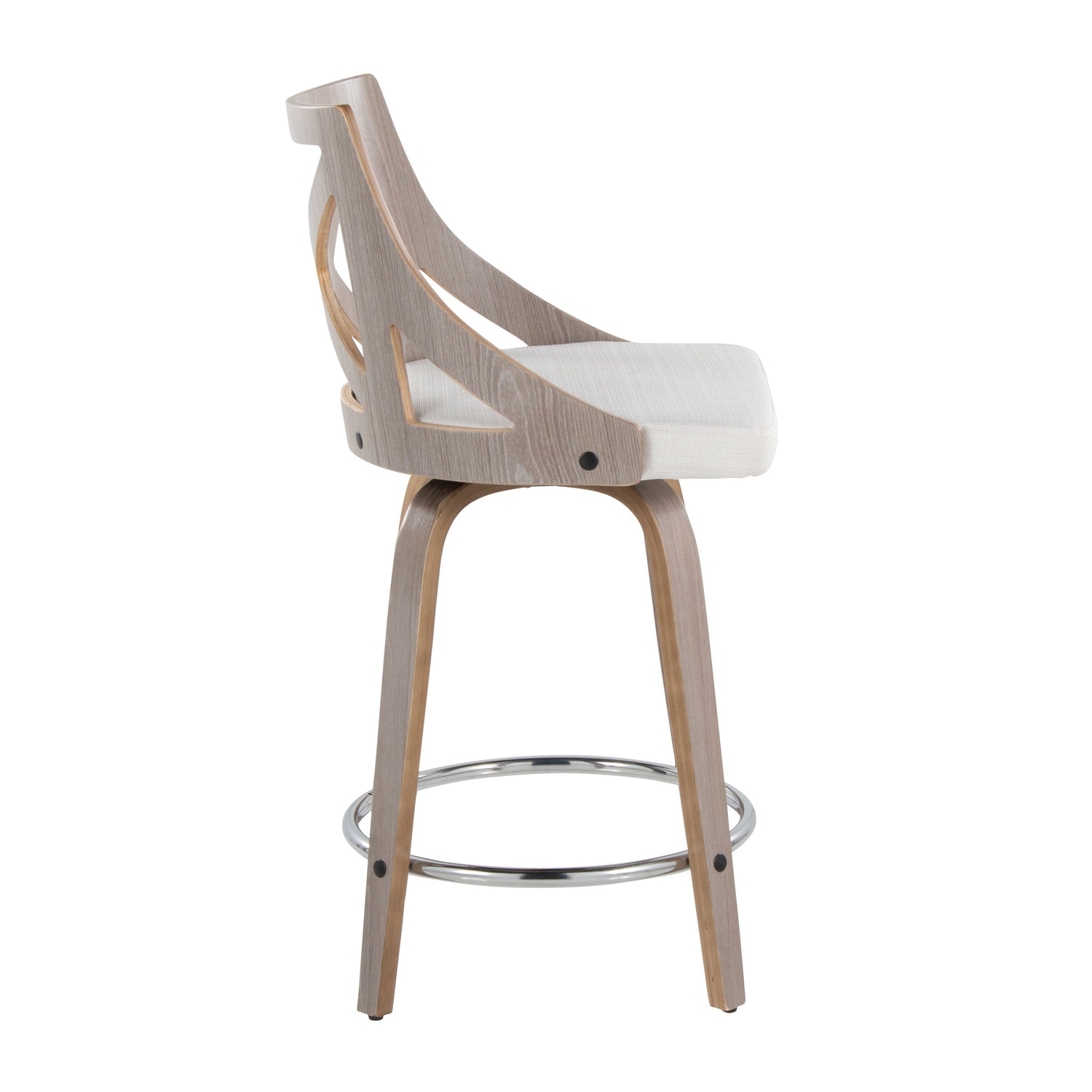Charlotte - Farmhouse Fixed Height Counter Stool &amp; Swivel With Round Footrest (Set of 2)