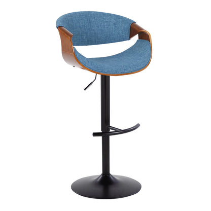 Curvo - Mid Century Modern Adjustable Barstool With Swivel &amp; Rounded T Footrest (Set of 2)