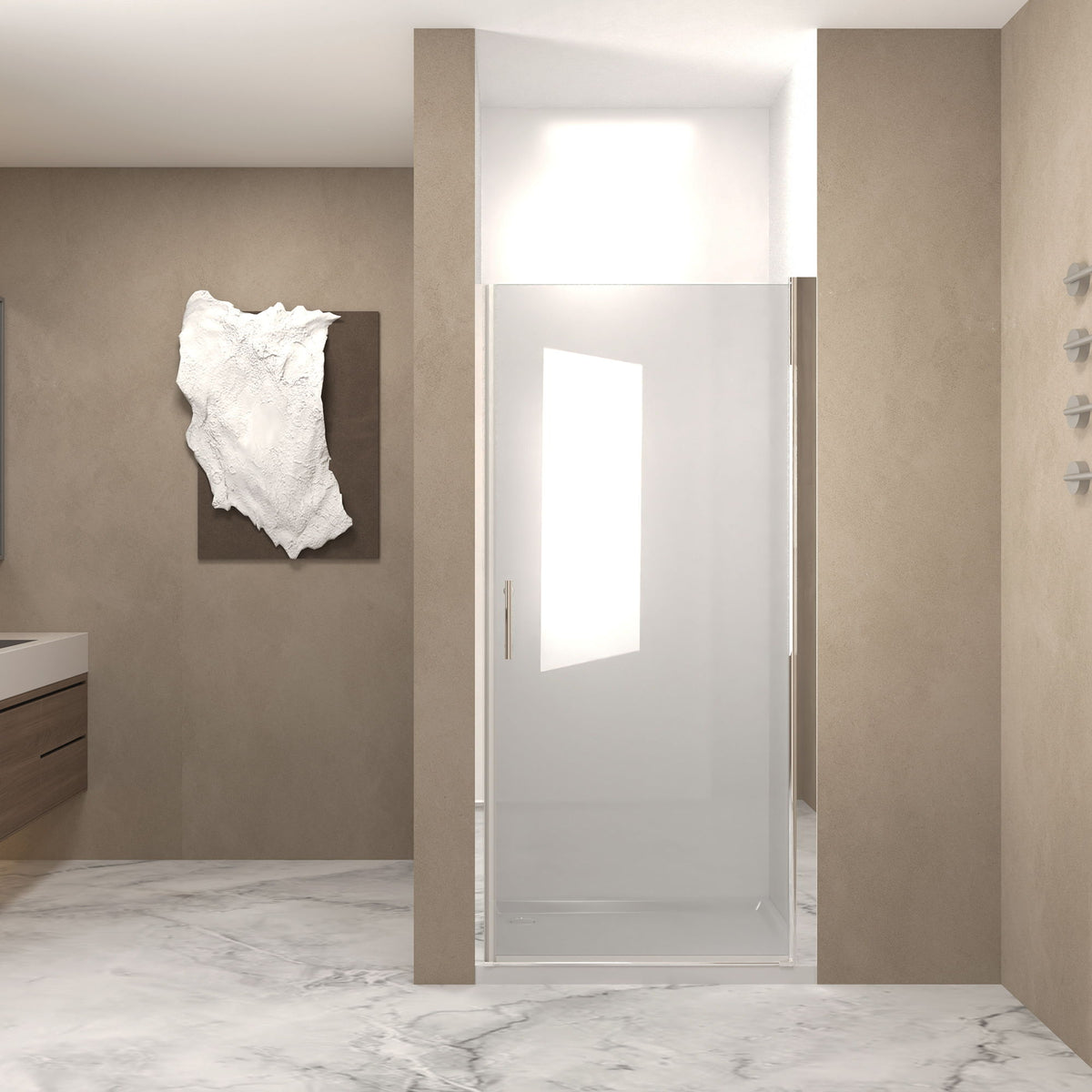 Shower Door &amp; Tempered Glass With Safety Film - Brushed Nickel
