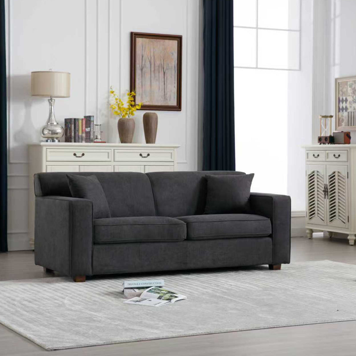 Convertible Sleeper Loveseat &amp; Chair Set With Fold Out Mattress, Loveseat &amp; Chair - Gray