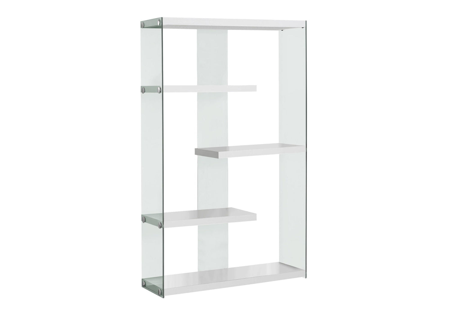 Bookshelf, Bookcase, Etagere, 5 Tier, Office, Glossy Contemporary &amp; Modern - White