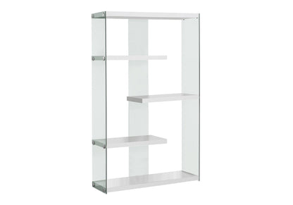 Bookshelf, Bookcase, Etagere, 5 Tier, Office, Glossy Contemporary &amp; Modern - White