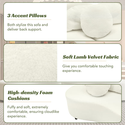 Modern Living Room Sofa Lamb Velvet Upholstered For Home