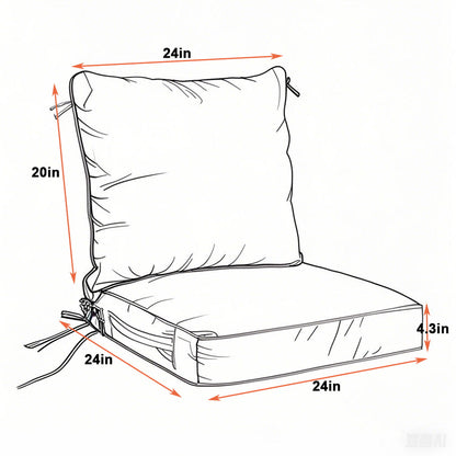 24X24 Inch Outdoor Deep Seat Cushion Set Waterproof Fade Resistant Patio Furniture Cushions With Removable Covers, Adjustable Straps &amp; Handles (Set of 2) - Red