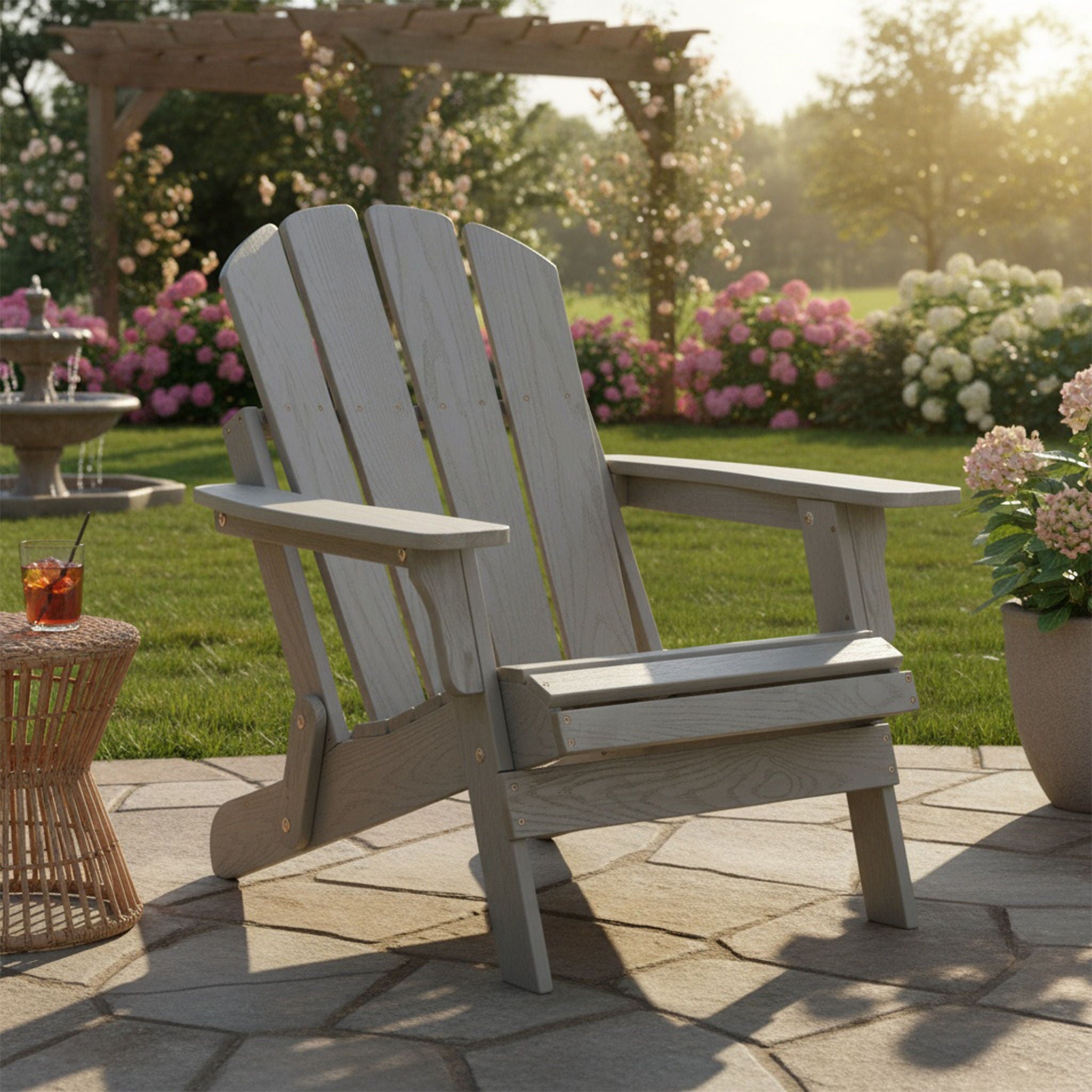 Oversize Outdoor Folding Adirondack Chair - Gray
