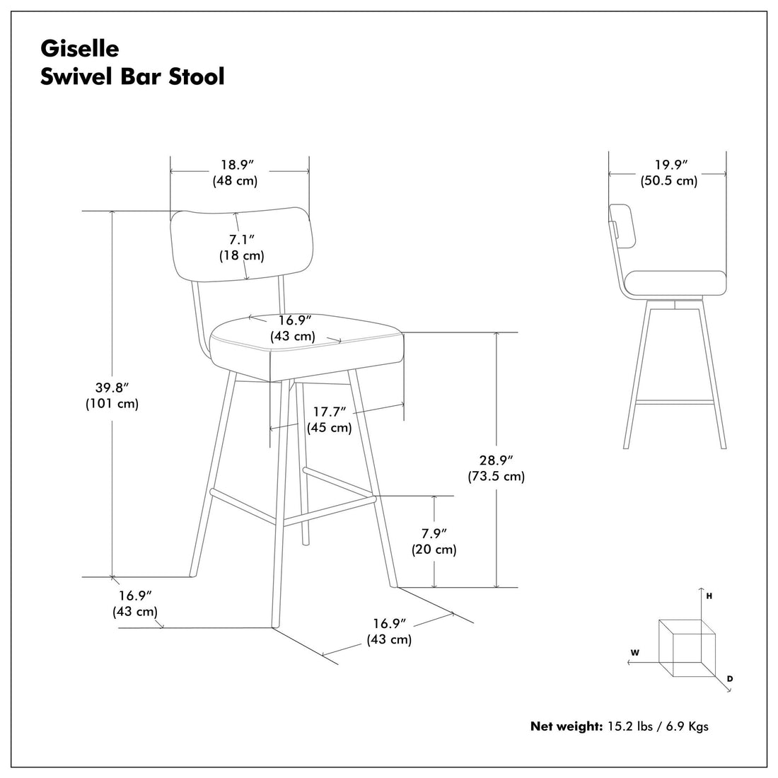Giselle - Swivel Bar Stool (Set of 2) - Gray