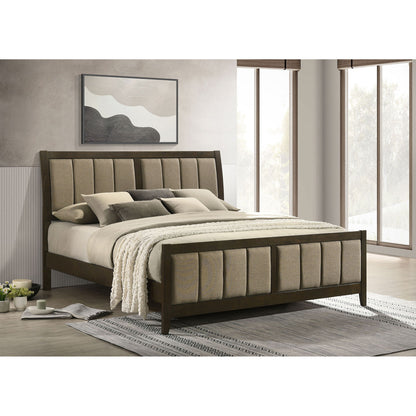 Clement - Upholstered Eastern King Bed - Dark Brown