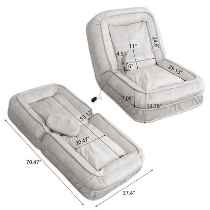 Upholstered Human Dog Bed And Pets, Bean Bag Floor Sofa With Massage Pillow, 5 Adjustable Positions &amp; 2 Soft Pillows