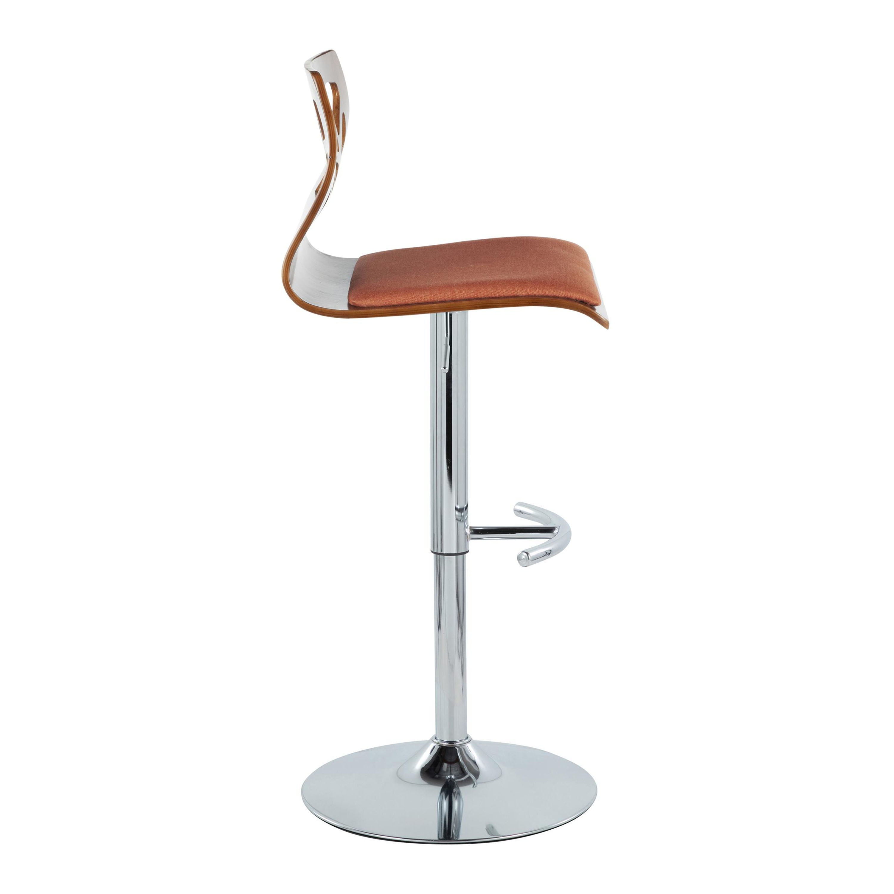 Folia - Mid Century Modern Adjustable Barstool &amp; Swivel With Rounded T Footrest (Set of 2)