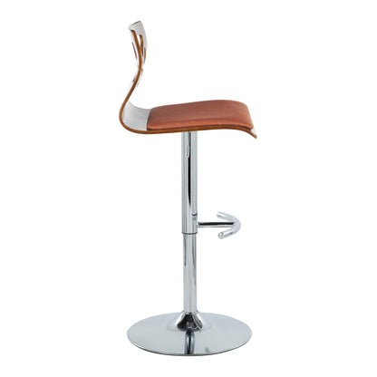 Folia - Mid Century Modern Adjustable Barstool &amp; Swivel With Rounded T Footrest (Set of 2)
