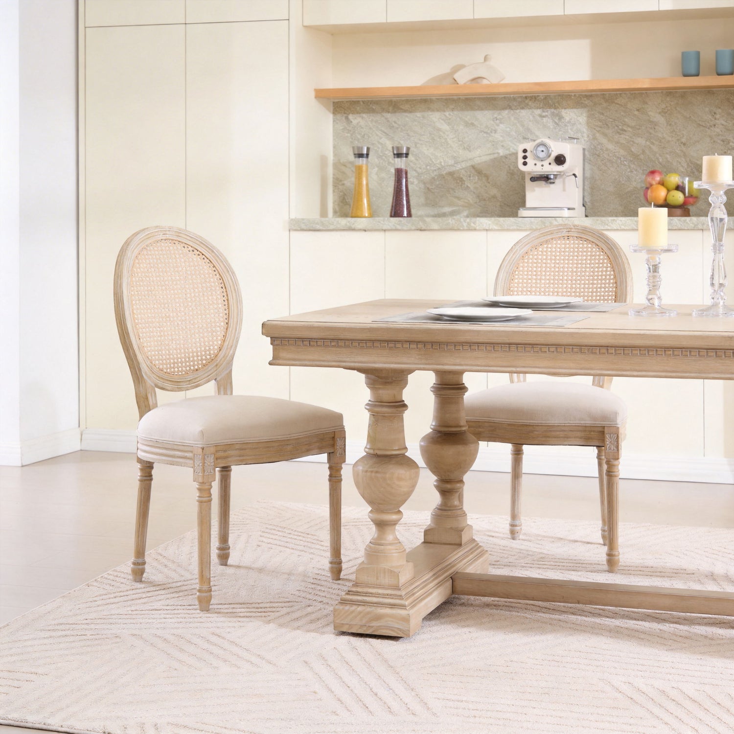 French Country Dining Chairs &amp; Round Back (Set of 2)