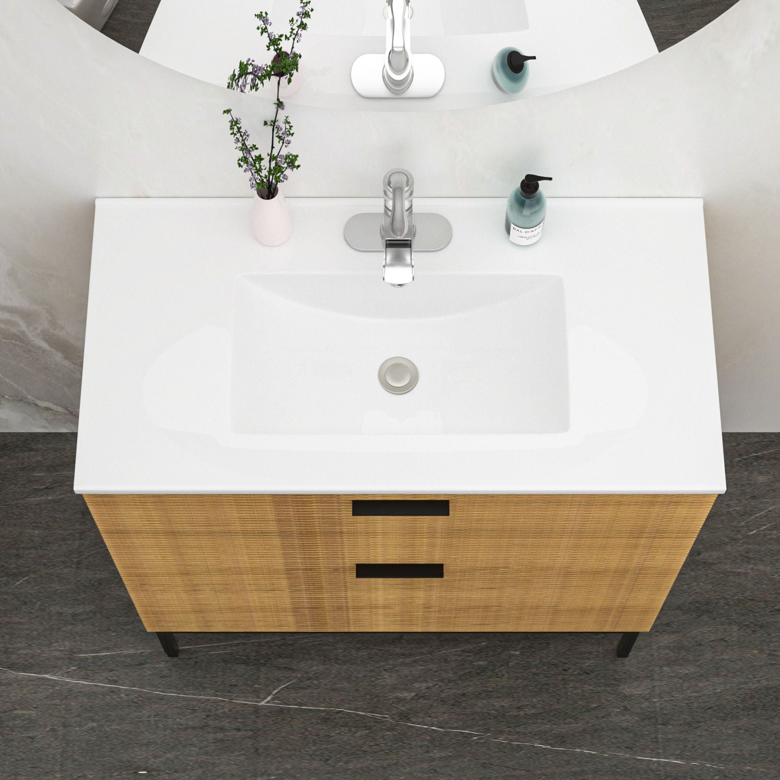 Premium Rectangular Vanity Top With Single Faucet Hole And Overflow