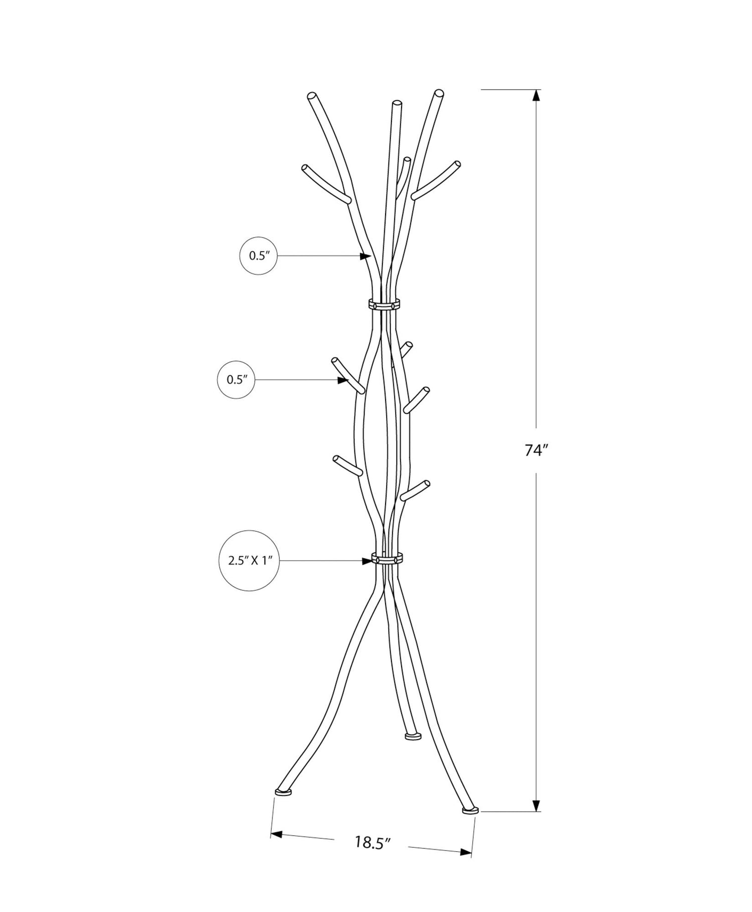 Coat Rack, Hall Tree, Free Standing, 11 Hooks, Entryway, Contemporary &amp; Modern
