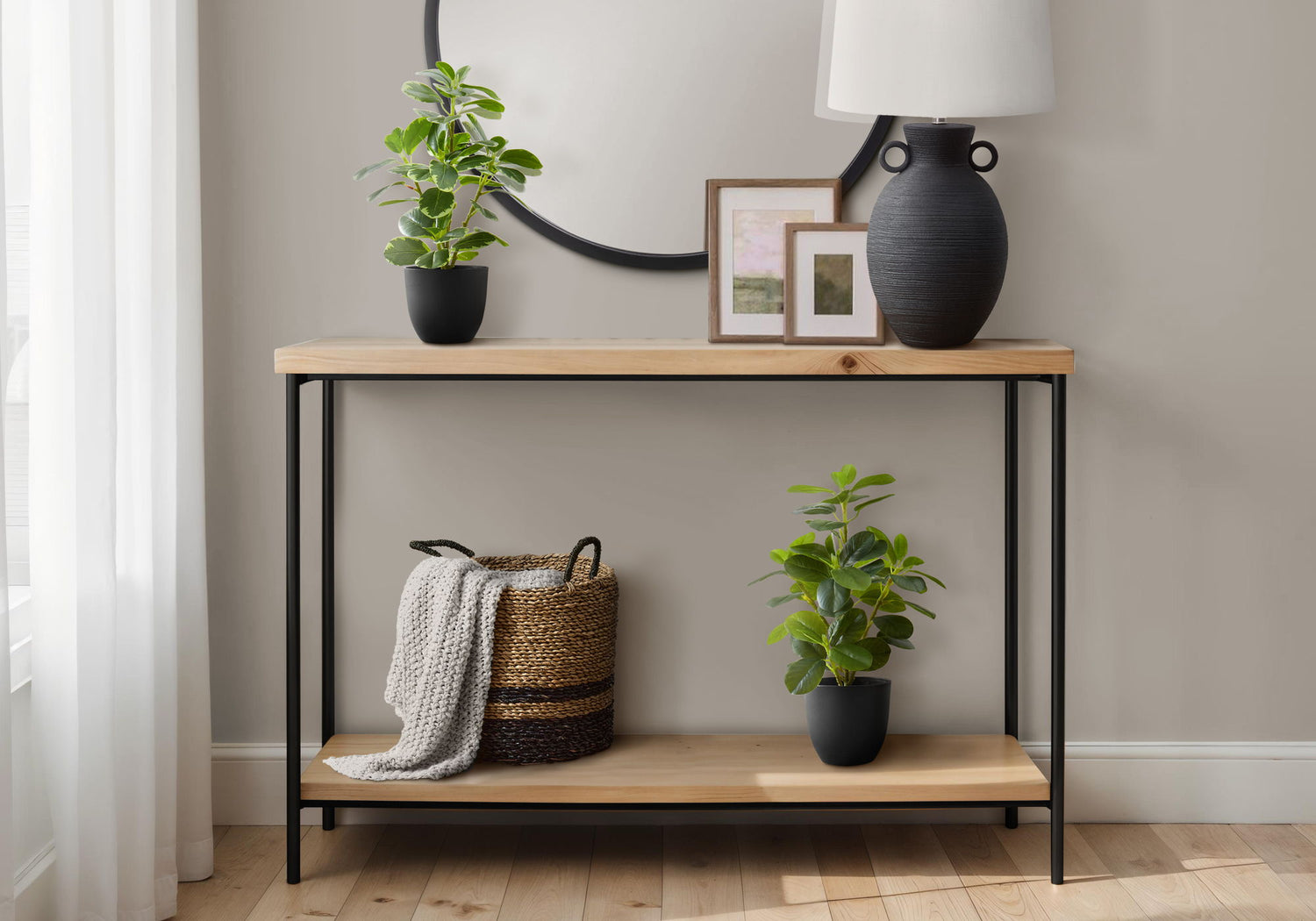 14&quot; Tall, Artificial Plant, Ficus, Indoor, Faux, Fake, Table, Greenery, Potted, Decorative (Set of 2) - Green / Black