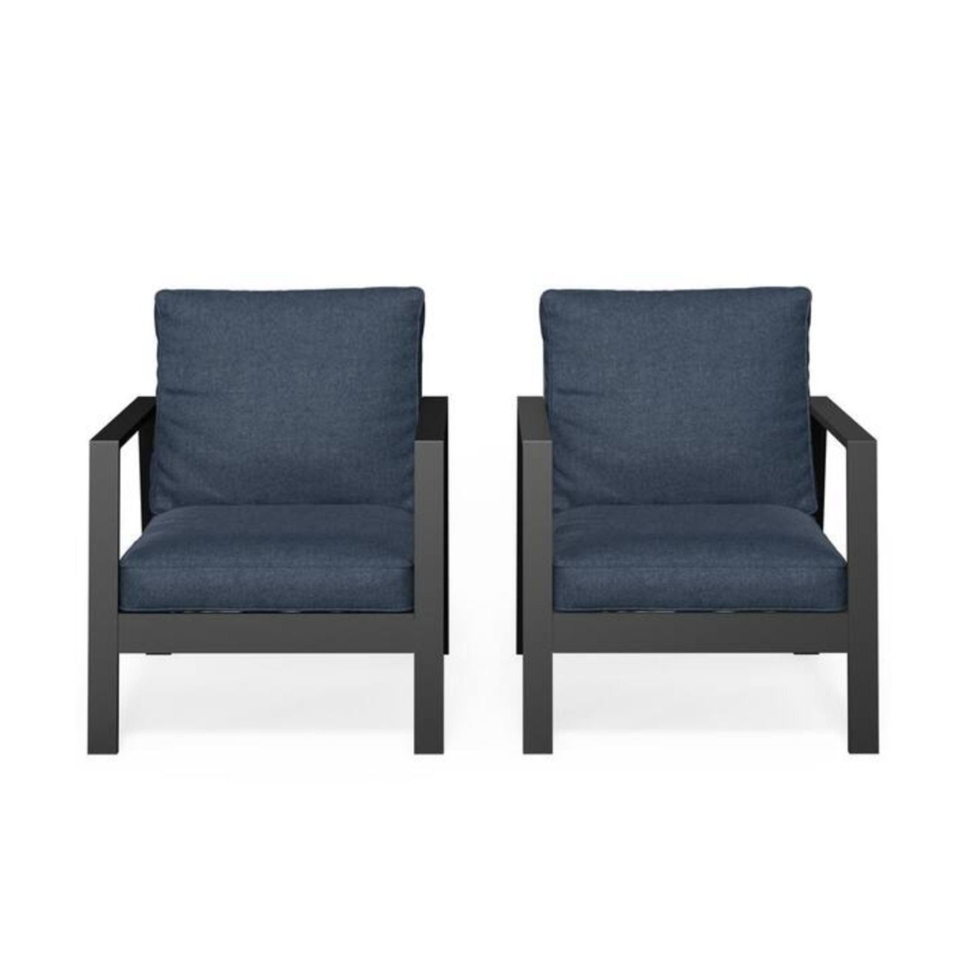 All-Weather Ergonomic Patio Armchairs With Thick Cushions (Set of 2)