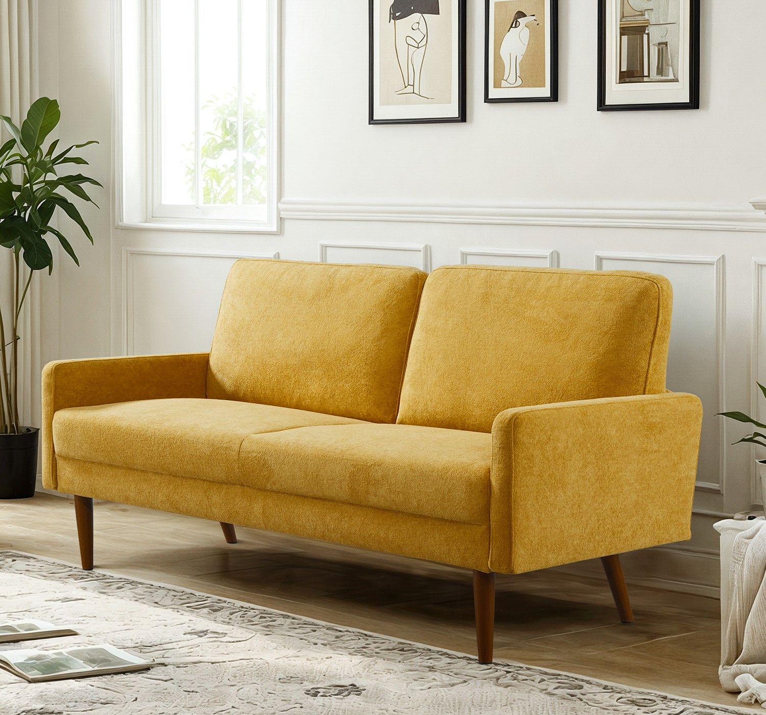 Sofa, European Style With Sleek Design, Modern &amp; Vintage Flair, Upholstered 3 Seater Couch