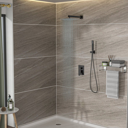 Dual Shower Head System With 12&quot; Wall Mounted Square Rain Shower And Rough In Valve