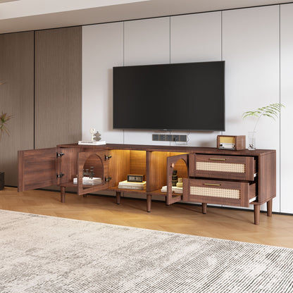 TV Stand With App-Controlled LED Lights, 2 Drawers &amp; Door Storage