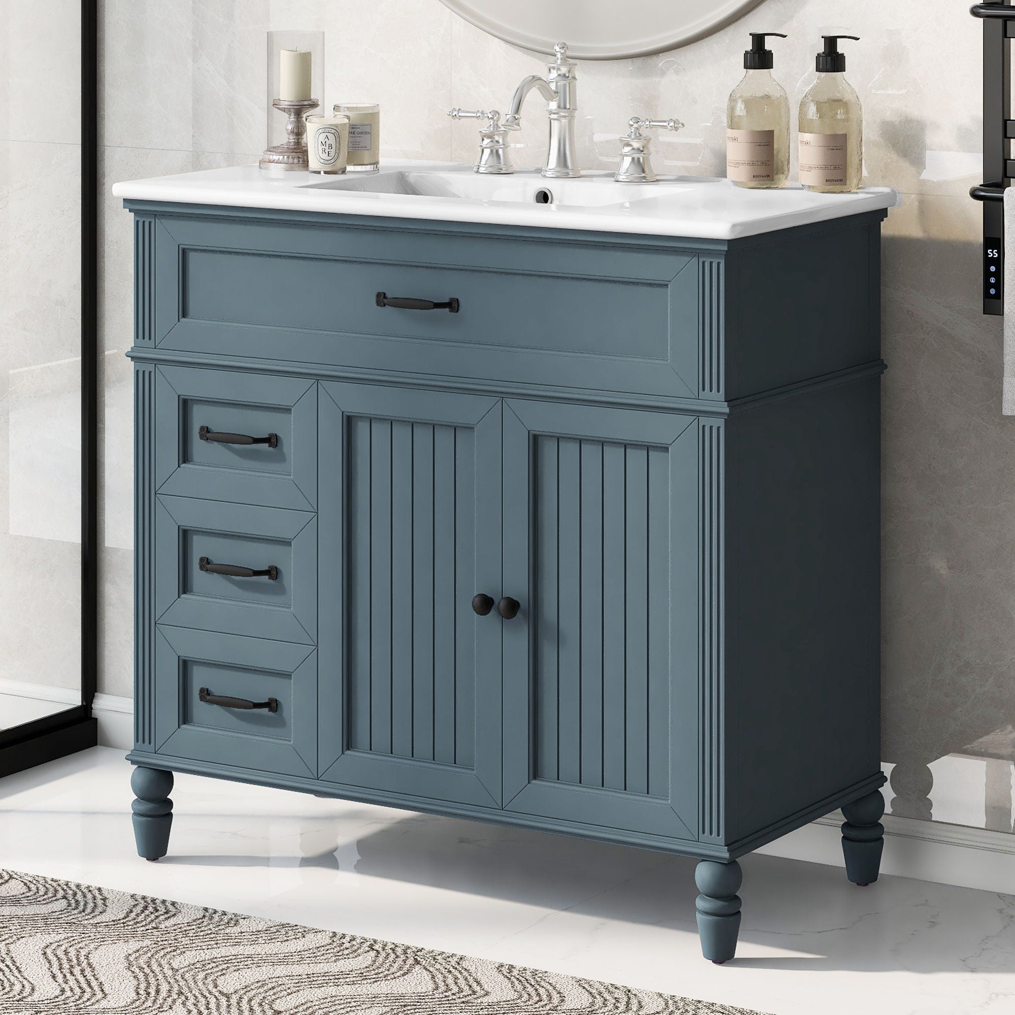 Bathroom Vanity With Sink, Freestanding Cabinet &amp; Drawers