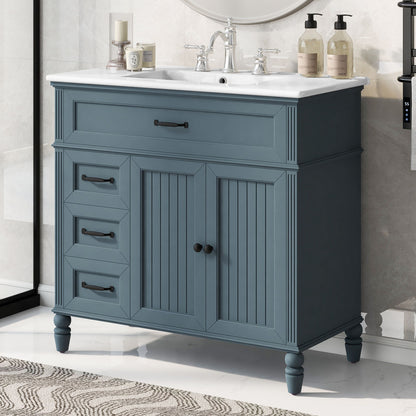 Bathroom Vanity With Sink, Freestanding Cabinet &amp; Drawers