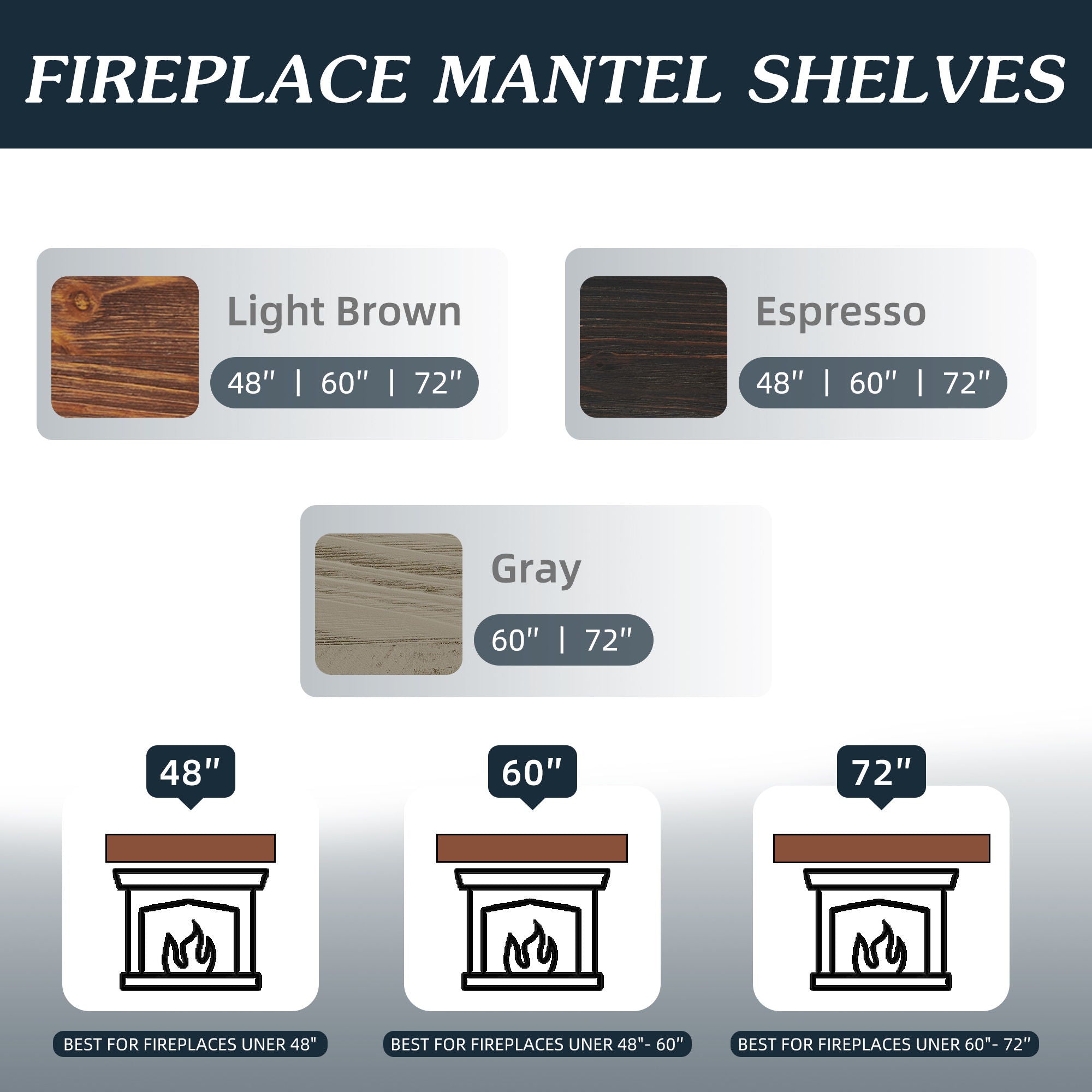 Rustic Wood Fireplace Mantel, Wall-Mounted &amp; Floating Shelf For Home Decor