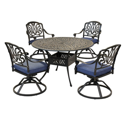 Round 48.03&quot; Long Aluminum Dining Set With Cushions