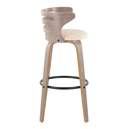 Cosini - Mid Century Modern Fixed Height, Barstool &amp; Swivel And Round Footrest (Set of 2)