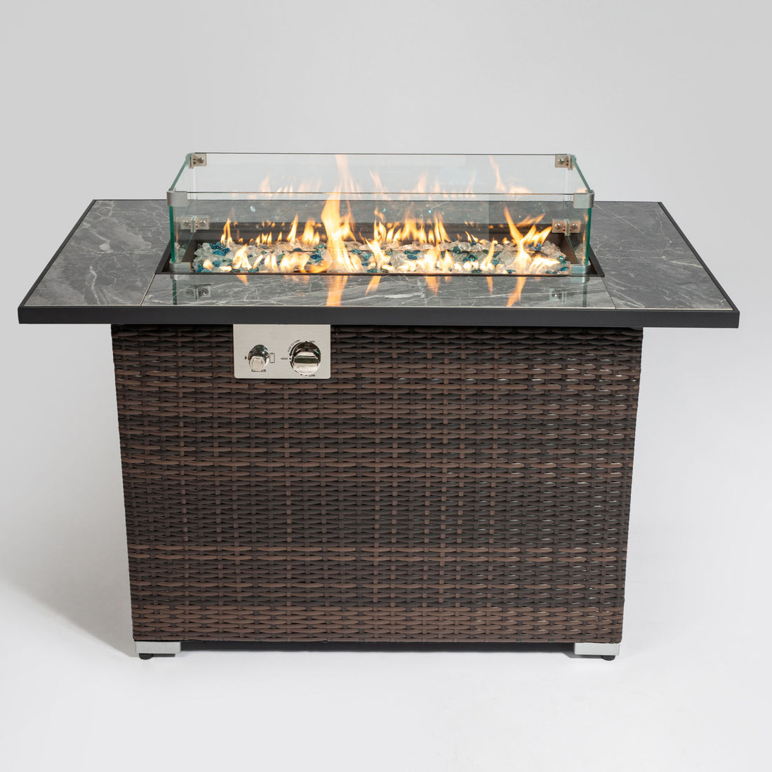 44&quot; Outdoor Fire Pit Table, Propane Fire Table With Ceramic Tabletop Gas Fire Table - Espresso