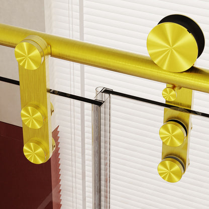 Frameless Single Sliding Shower Doors With Towel Rail &amp; Handle