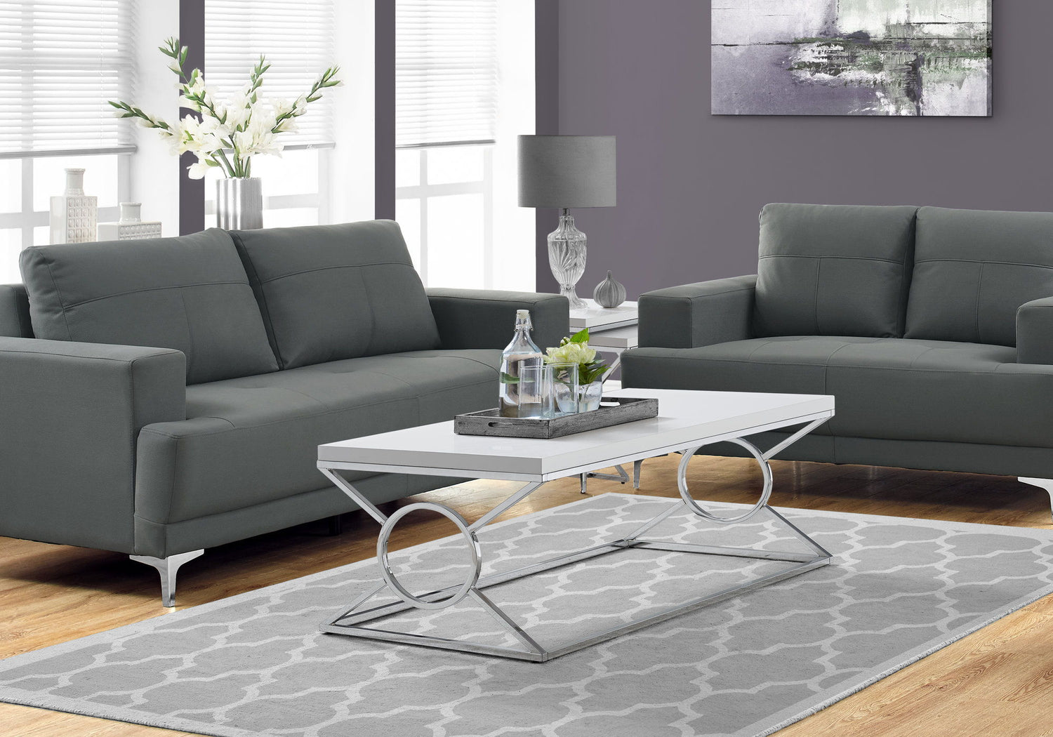 Table, Rectangular, Glossy Contemporary &amp; Modern - White