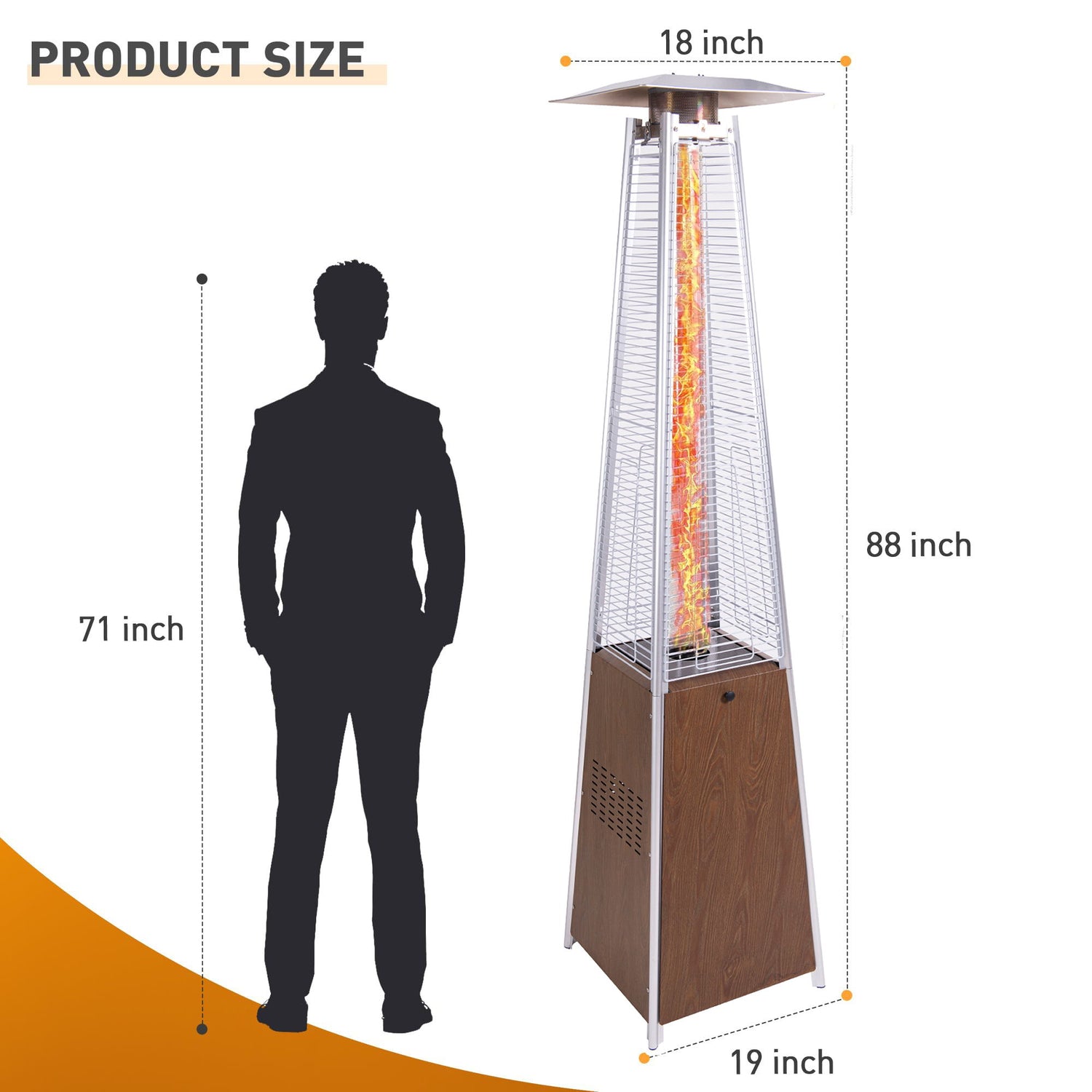 Patio Heater With Detachable Wheels, Protective Cover
