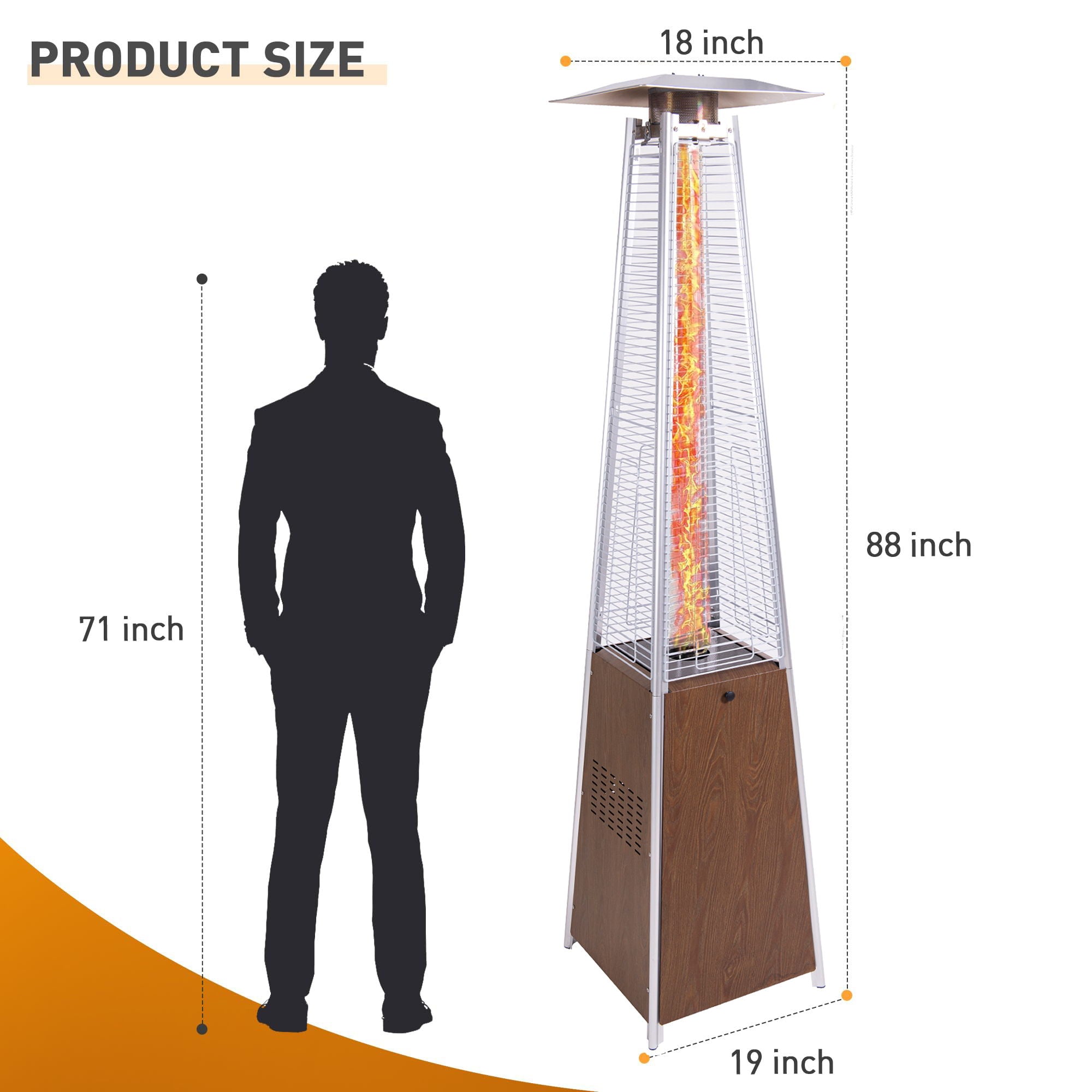 Patio Heater With Detachable Wheels, Protective Cover