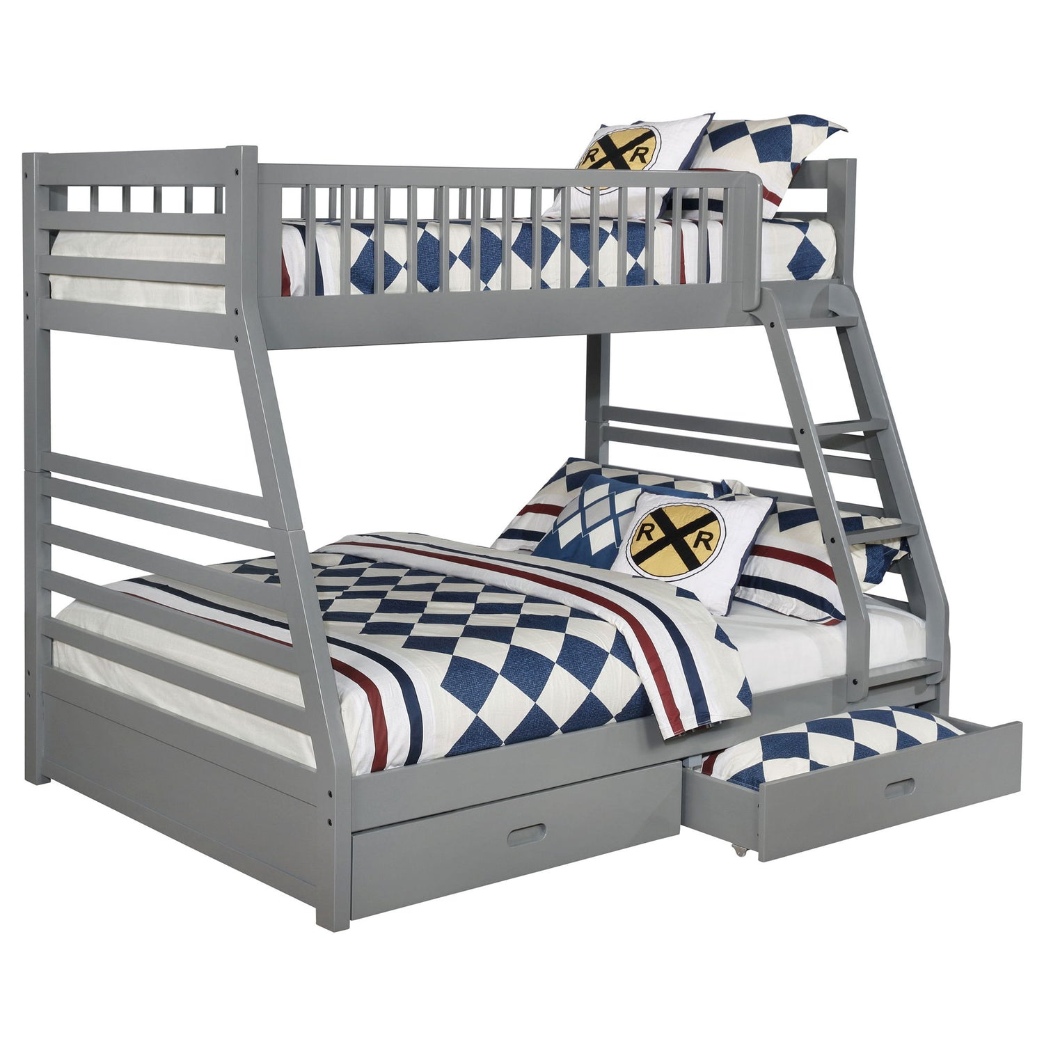 Keira - 2 Drawer Twin Over Full Bunk Bed - Gray