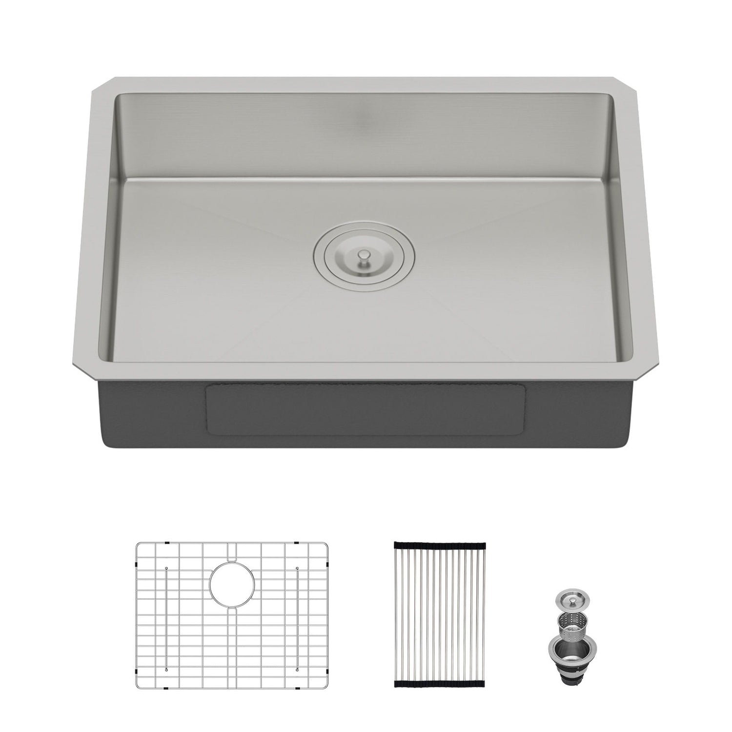 Ada-Compliant 23&quot; Undermount Sink, Low Depth Single Bowl - Brushed Nickel